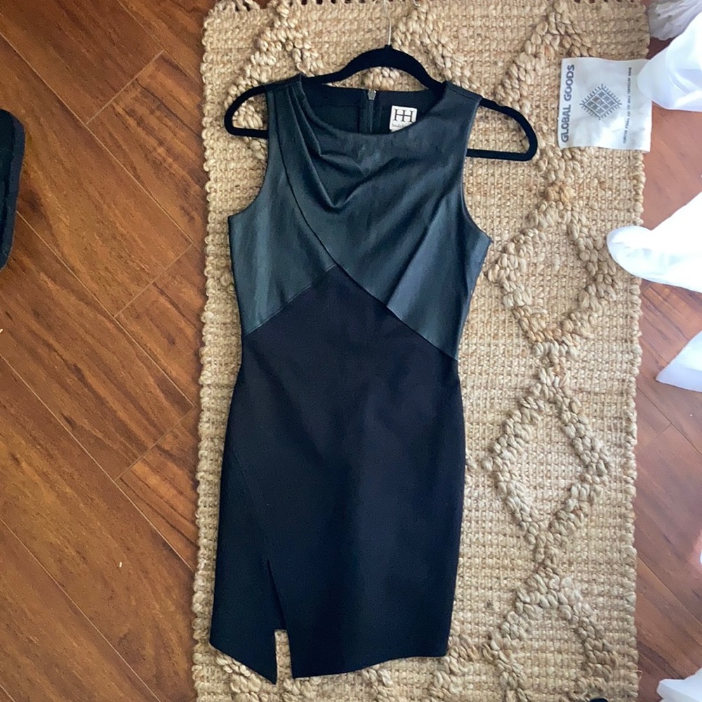 Haute Hippie fabric and leather mini dress
